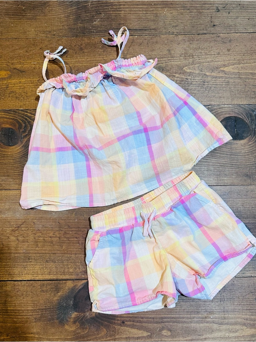 Cat & Jack Pastel Plaid Tank and Shorts Set - Pink, Yellow, Blue